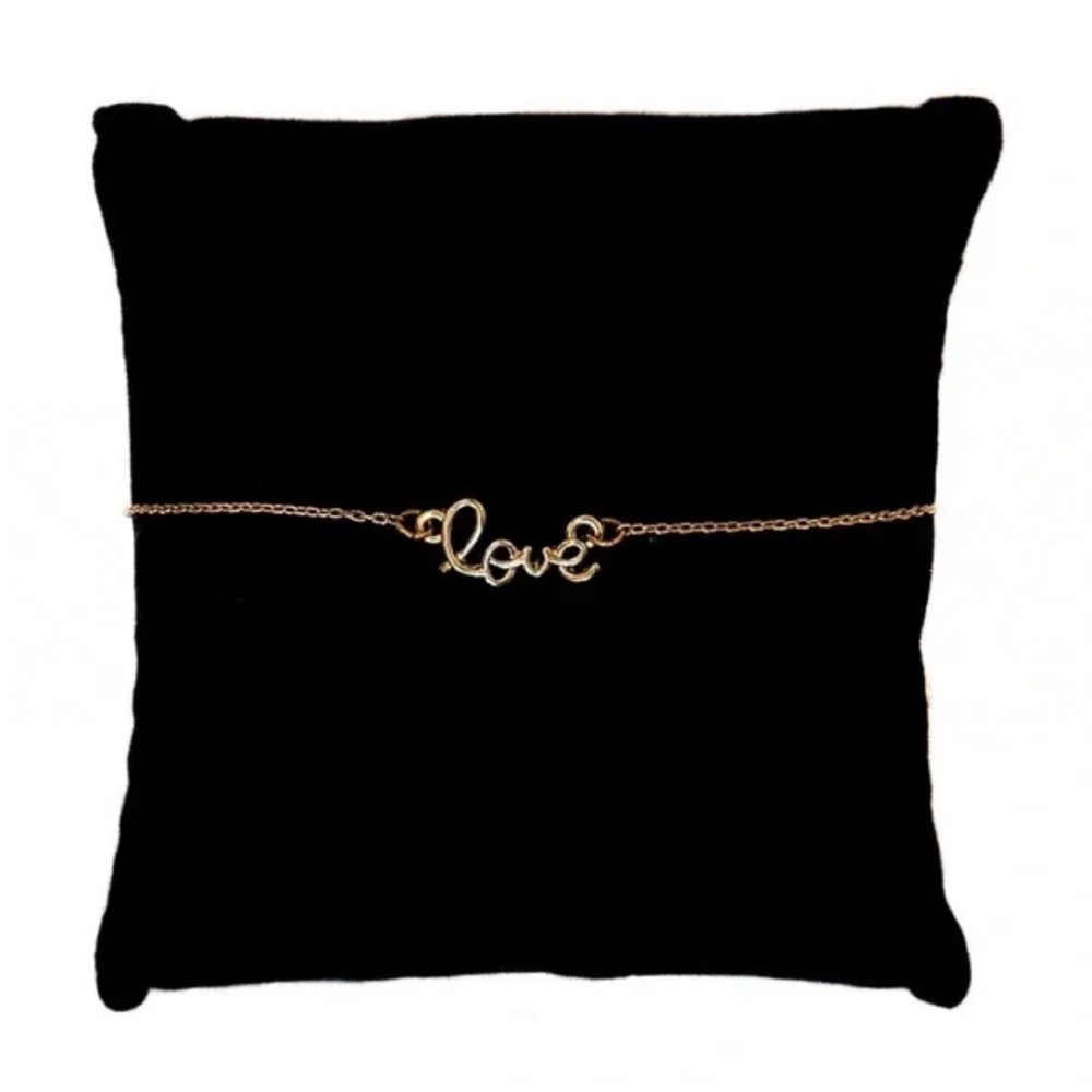 NEW - Arm Candy - Trendy Dainty Gold “Love” Script Bracelet Minimalist Chain